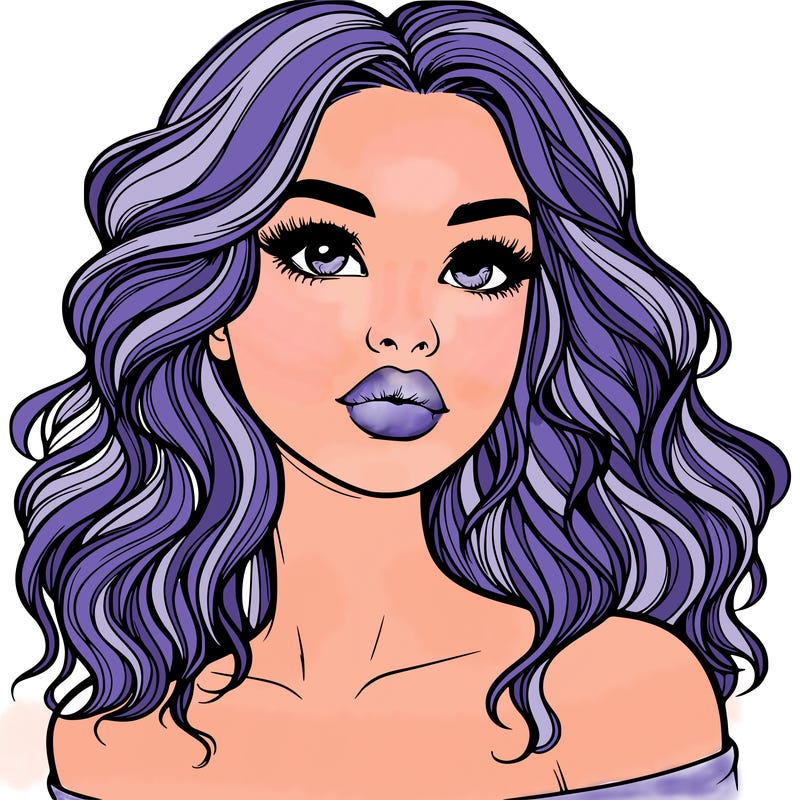 realistic girl with wavy hair and lips