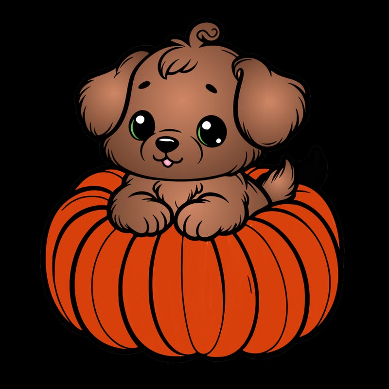 cute little puppy in a pumpkin