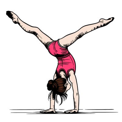 realistic gymnastic hand stand girl in four splits