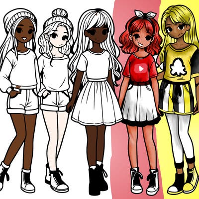 a group of five girls