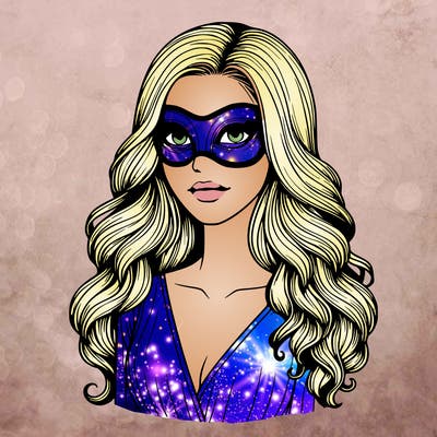 realistic woman wearing a masked costume