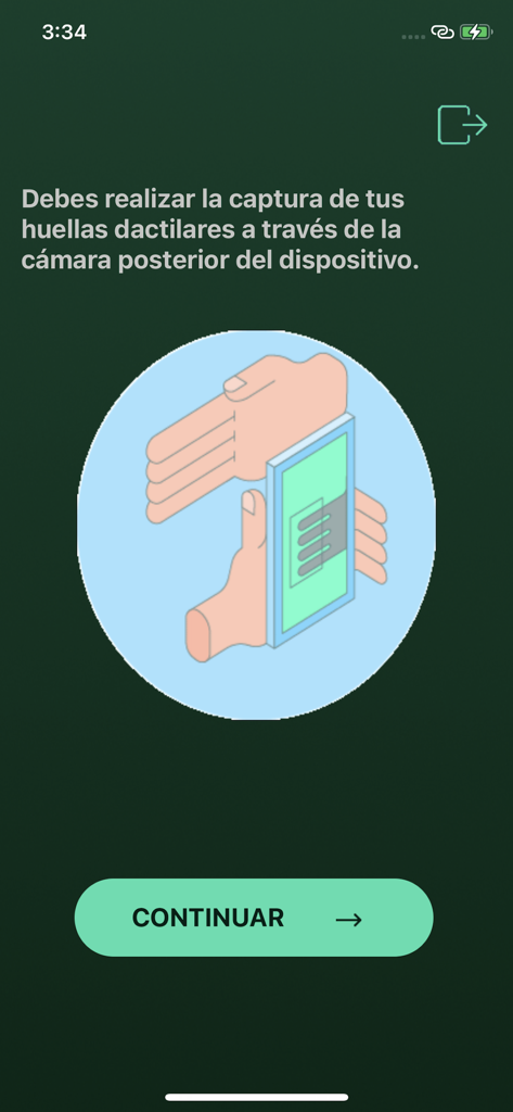 Écran d'instruction pour scanner les empreintes digitales avec une caméra mobile pour la sécurité de l'identité numérique.