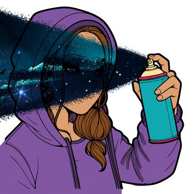 a realistic girl, spray painting