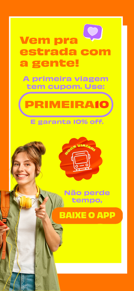 Promoción de la app de viajes en autobús wemobi con un cupón de descuento del 10 por ciento para nuevos usuarios