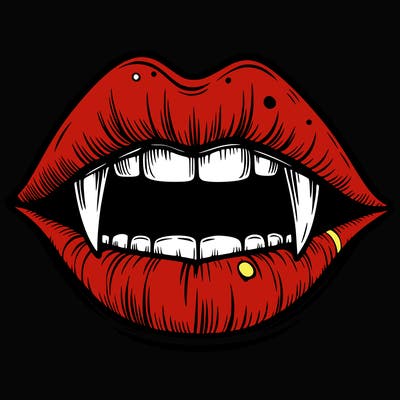 lips with vampire teeth