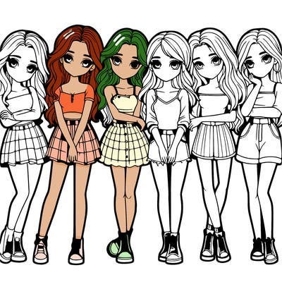 a group of girls realistic