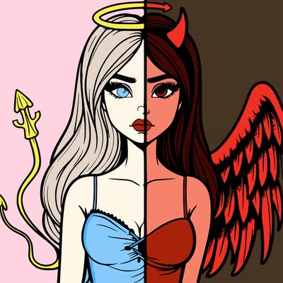 devil vs angel realistic girl