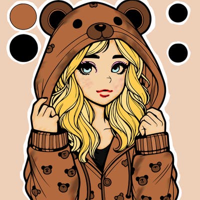 realistic girl in a animal pjs hoodie