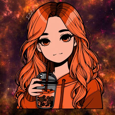 realistic teen girl with boba