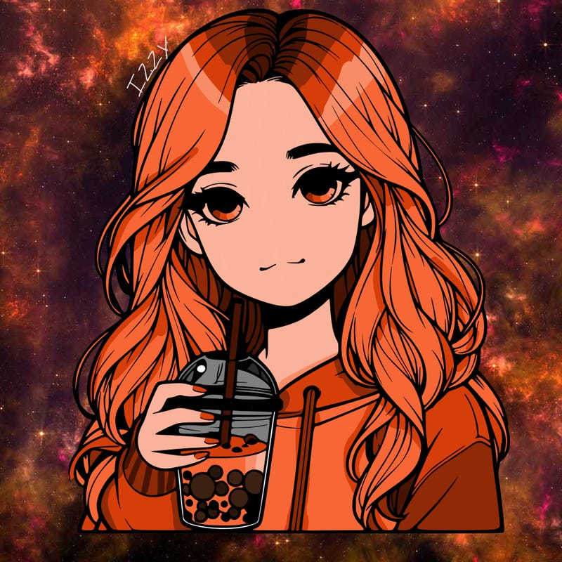 realistic teen girl with boba