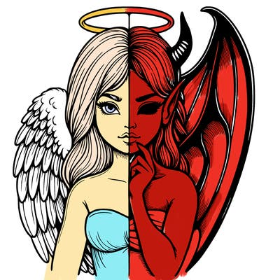 realistic angel half demon