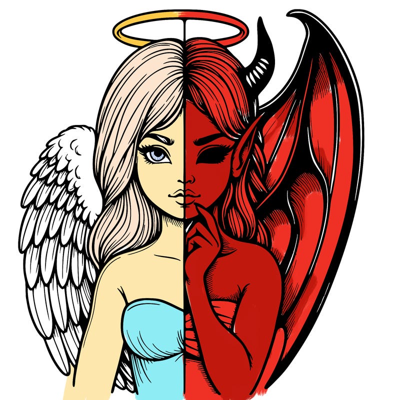 realistic angel half demon