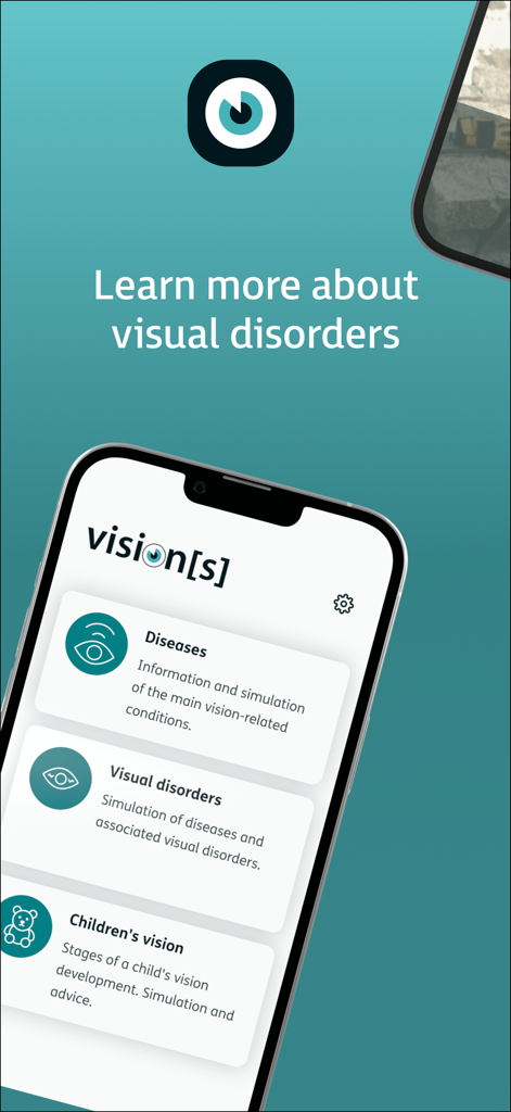 Visions - Screenshot des Hauptmenüs der Visions-App zur Simulation von Augenkrankheiten und Sehstörungen