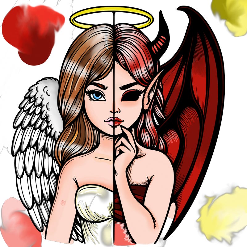 realistic angel half demon