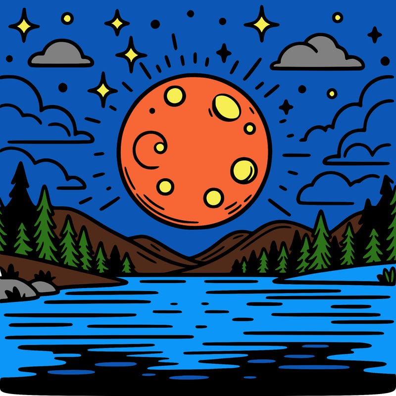 moonlight shining on a lake