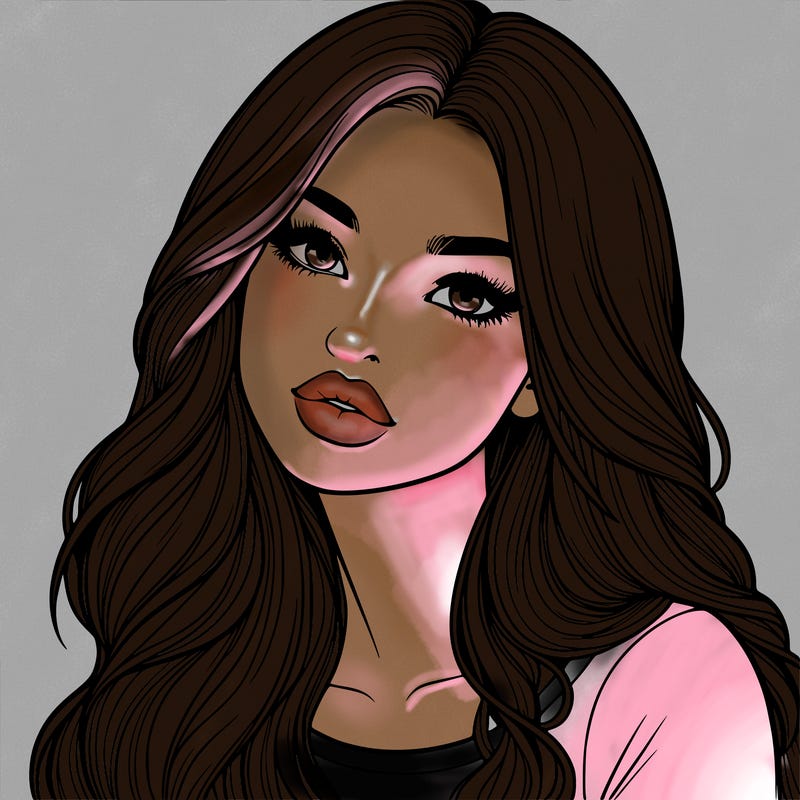 realistic girl with hair on her hair and lips