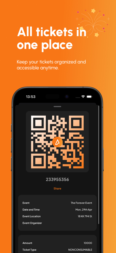 Sinc — Discover & Book Events - Digital event ticket with QR code for easy mobile check-in on the Sinc app
