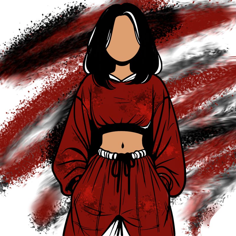 realistic girl faceless with baggy pants and a crop top