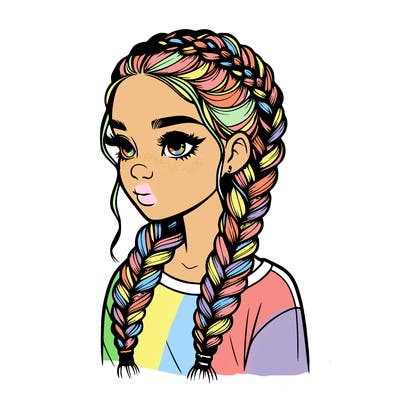 realistic girl with braids