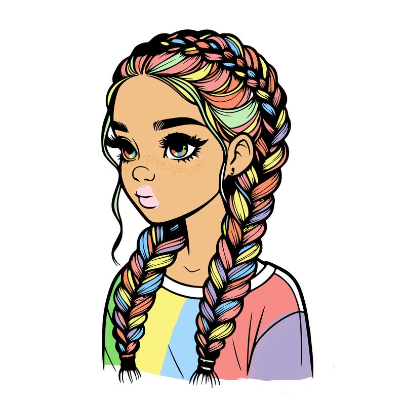 realistic girl with braids
