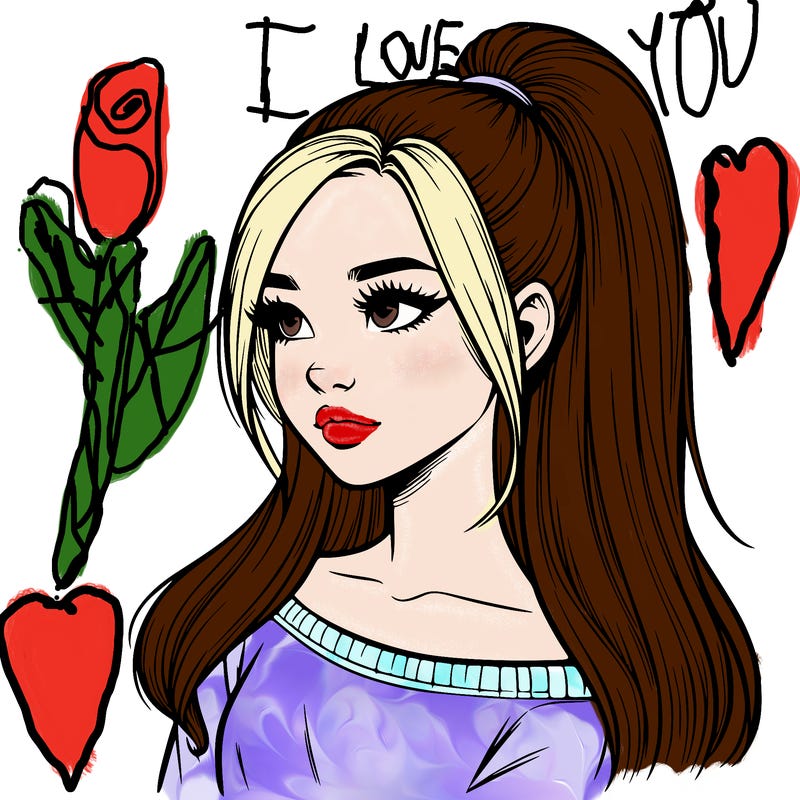 realistic girl with a high ponytail