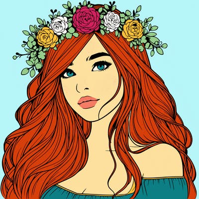realistic girl with flower crown