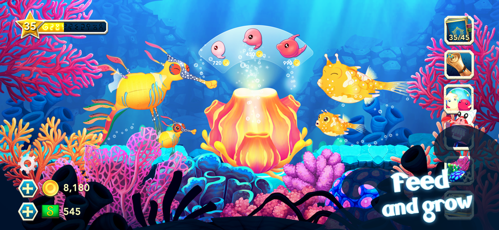 Splash — Fish Aquarium - A colorful underwater reef in Splash Fish Aquarium where players feed and grow marine life.