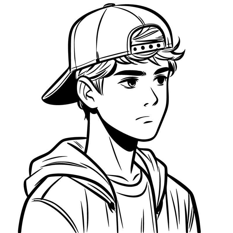 teenage boy with backwards baseball cap