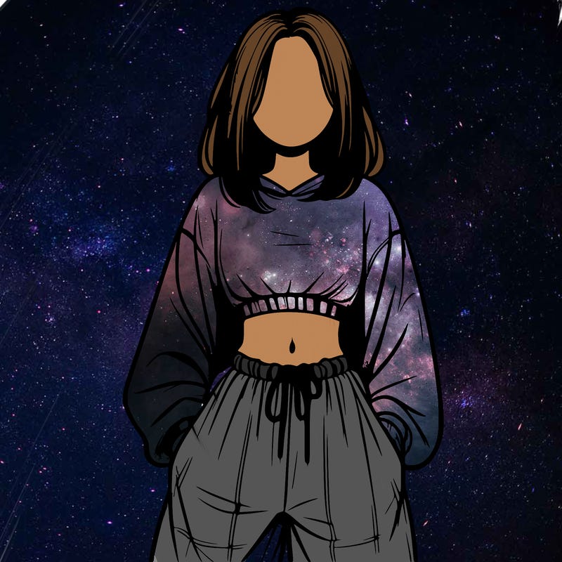 realistic girl faceless with baggy pants and a crop top