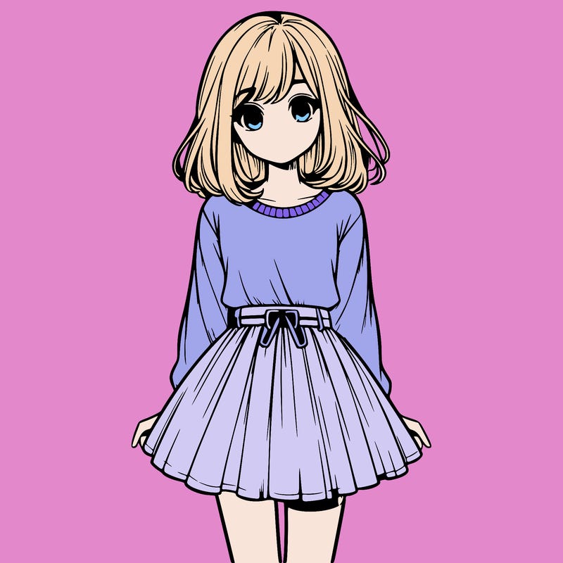 realistic girl with a skirt on