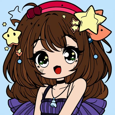 cute anime girl with star accessories