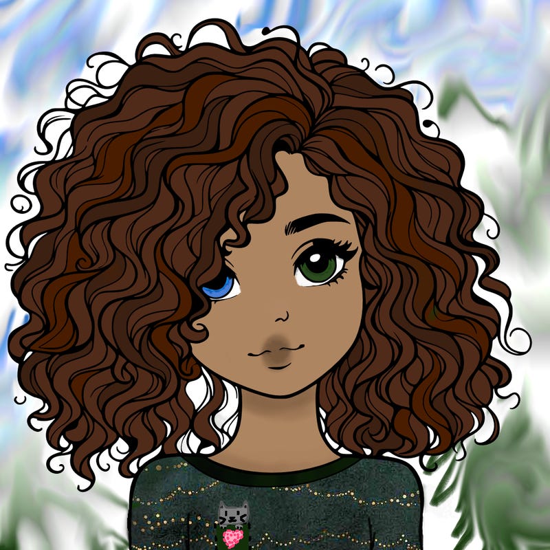 realistic girl with curly hair