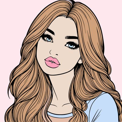 realistic girl with hair on her hair and lips