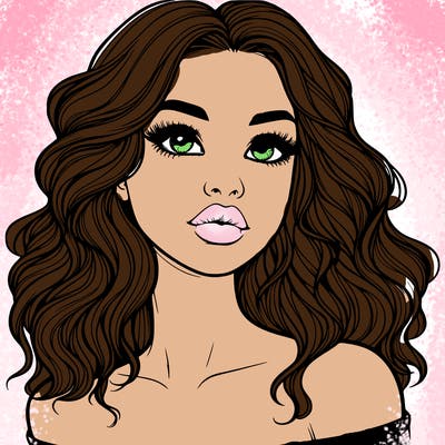 realistic girl with wavy hair and lips