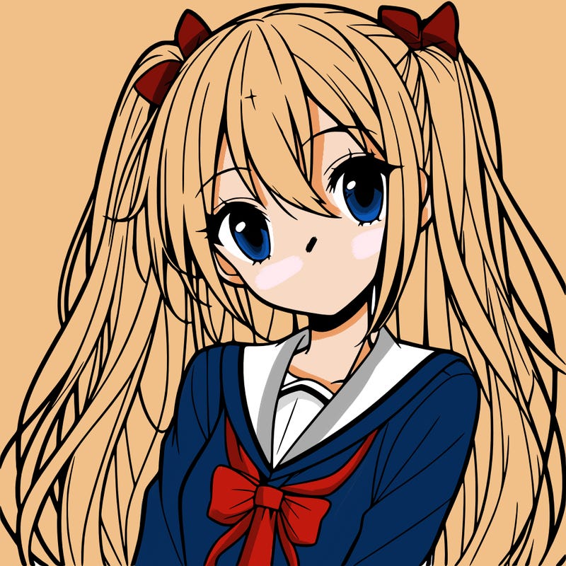 anime girl with long hair in ponytail