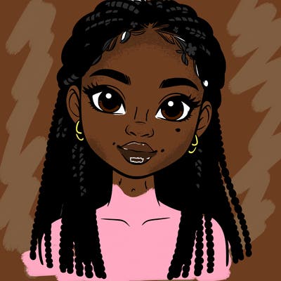 a realistic black girl with braids