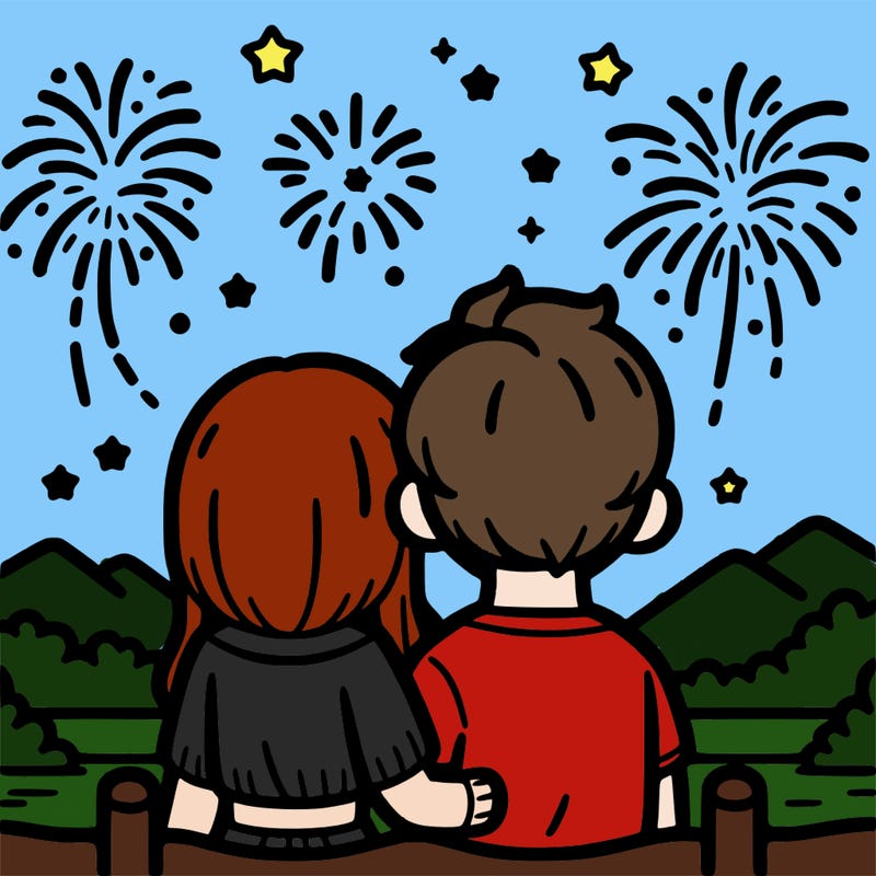 couple watching fireworks