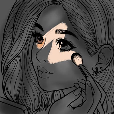 a realistic girl doing her makeup