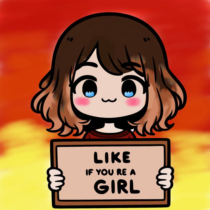 a cute girl holding a sign that says like if you’re a girl