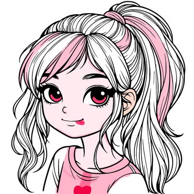 realistic girl with ponytail