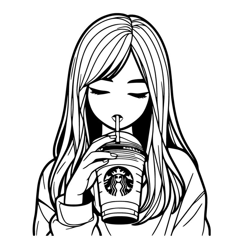 realistic girl drinking starbucks