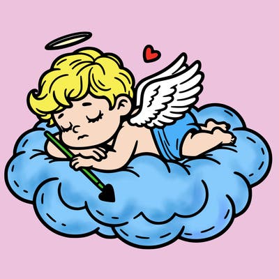 cupid asleep on a cloud