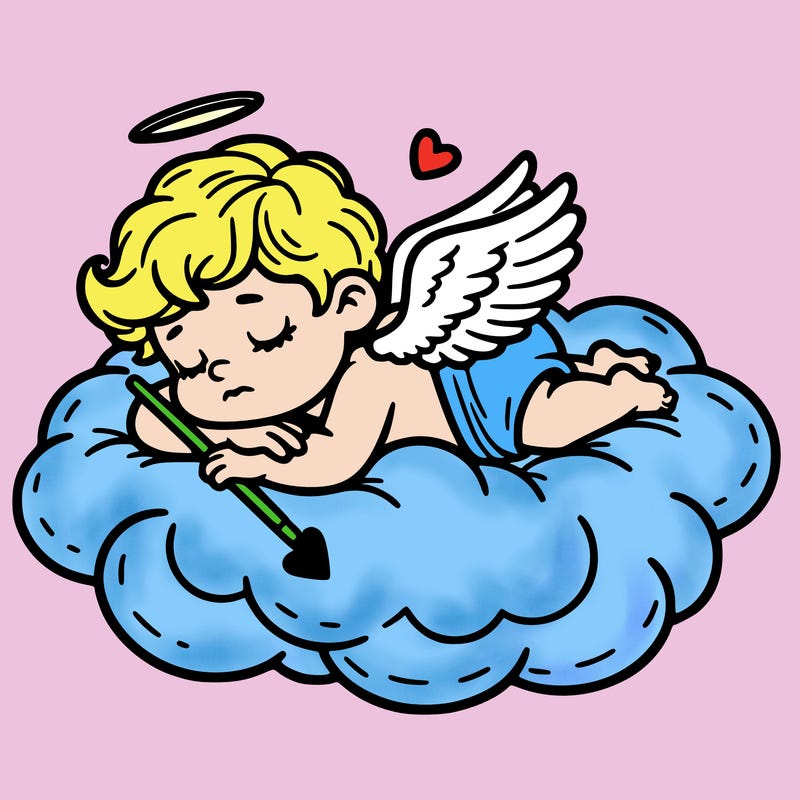 cupid asleep on a cloud