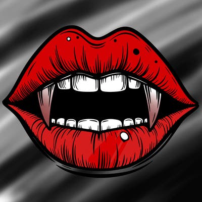 lips with vampire teeth
