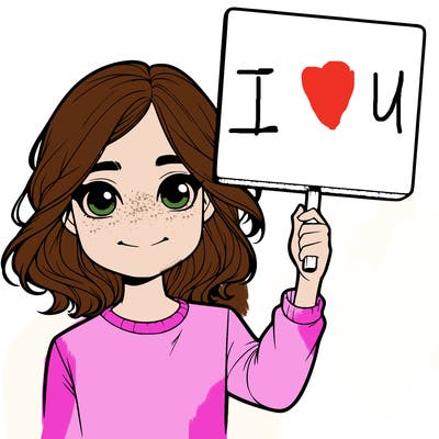 realistic girl holding up a sign