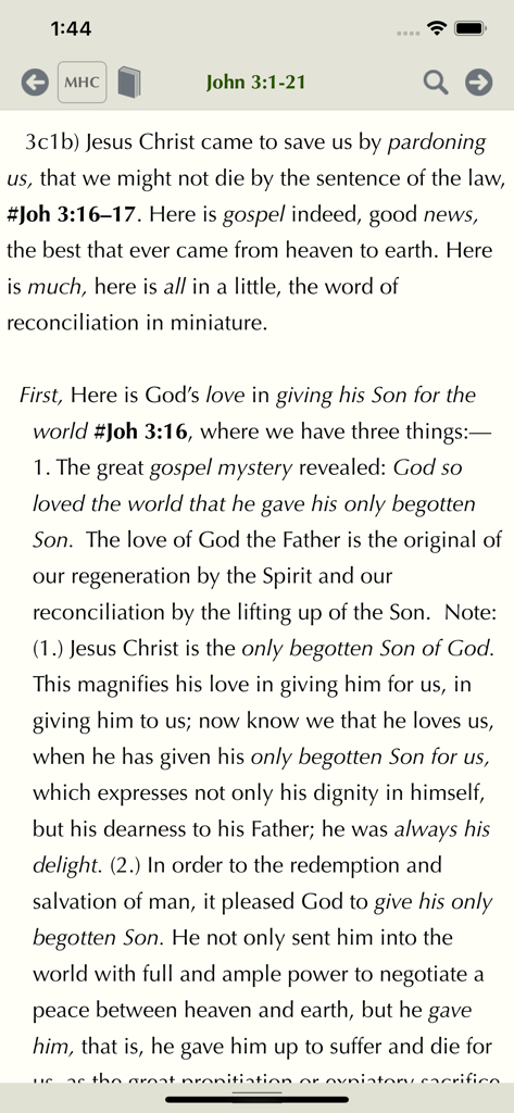 Matthew Henry Study Bible - Commentary text for John chapter 3 in the Matthew Henry Study Bible app interface