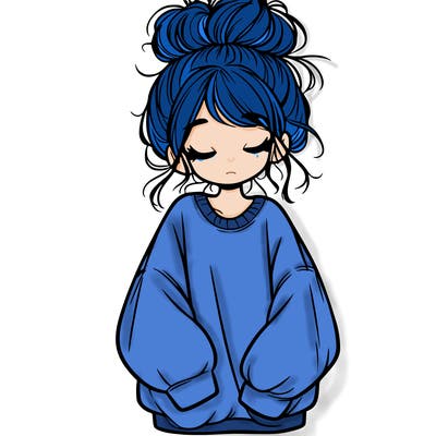 girl with baggy sweatshirt and messy bun