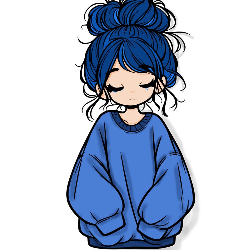 girl with baggy sweatshirt and messy bun
