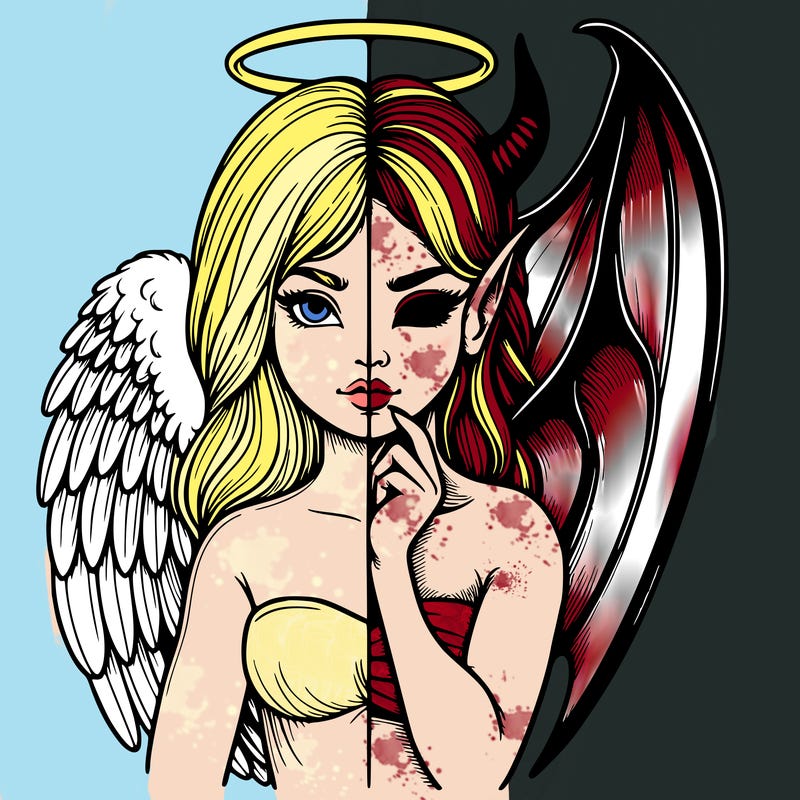 realistic angel half demon