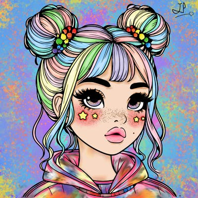 realistic girl with space buns